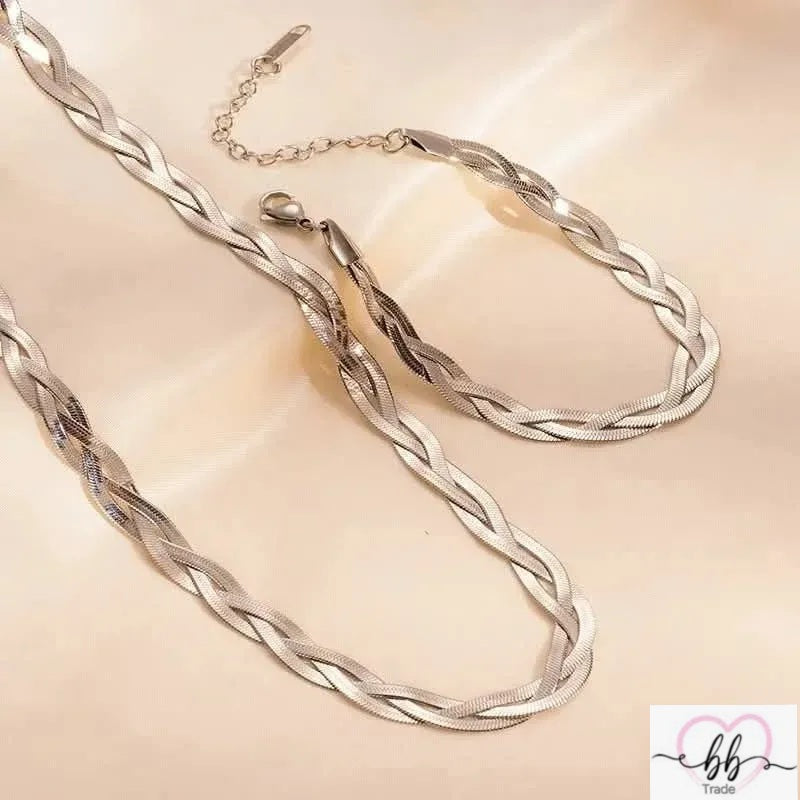 Elegantni pleteni set nakita – ogrlica i narukvica No.058
