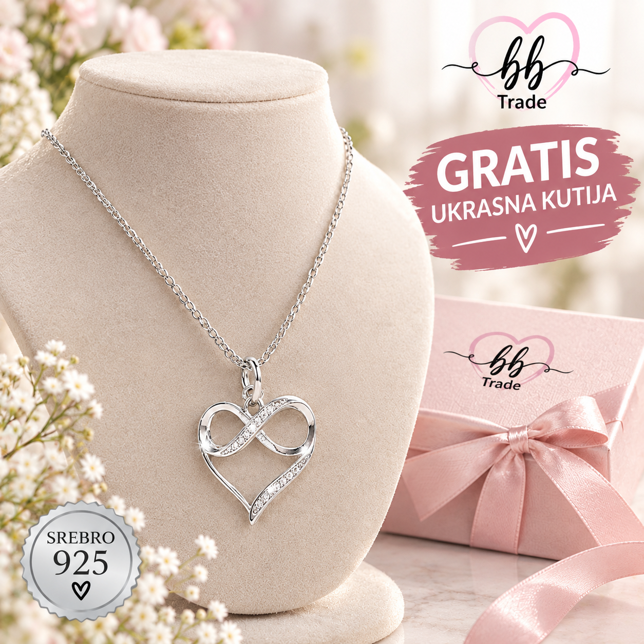 925 Srebrna Ogrlica „Vječno Srce“ No.097