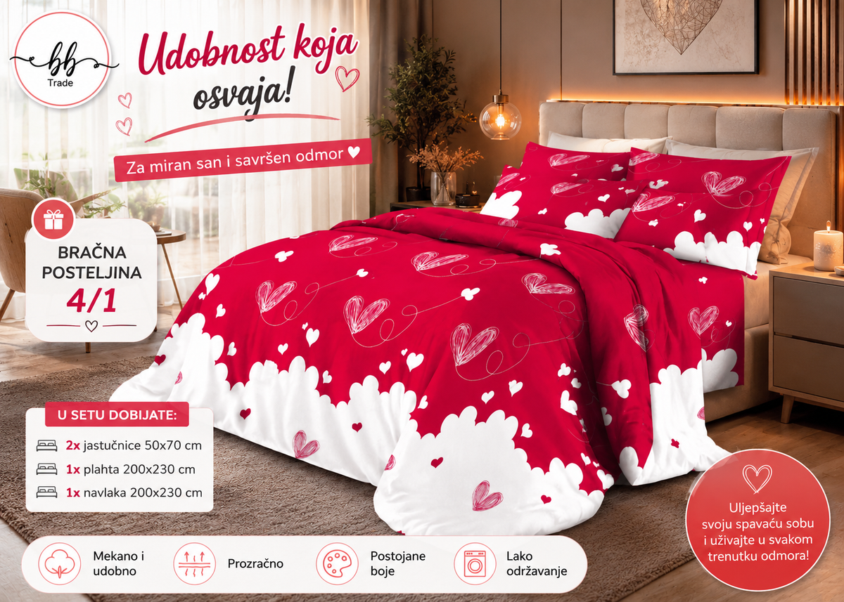 Bračna posteljina SET 4/1  "Simple Love"