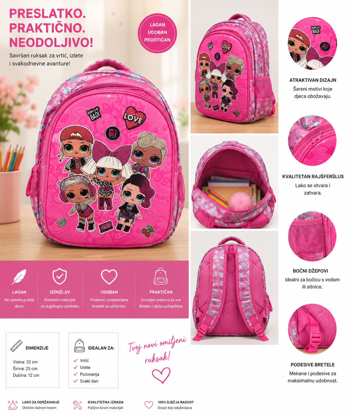 🎒 Preslatki dječiji ruksak za djevojčice 🎀