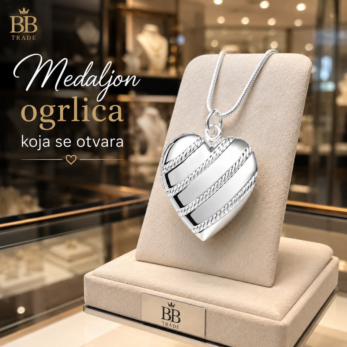 925 Srebrna Ogrlica -Medaljon linije