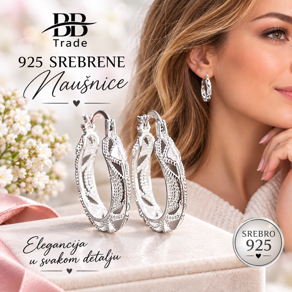 925 Srebrne Naušnice No.100