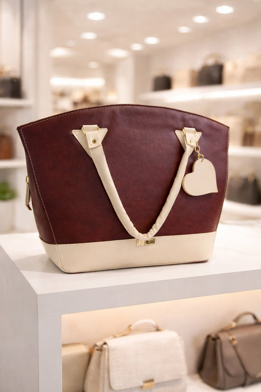 Elegantna torba u bordo i bež kombinaciji