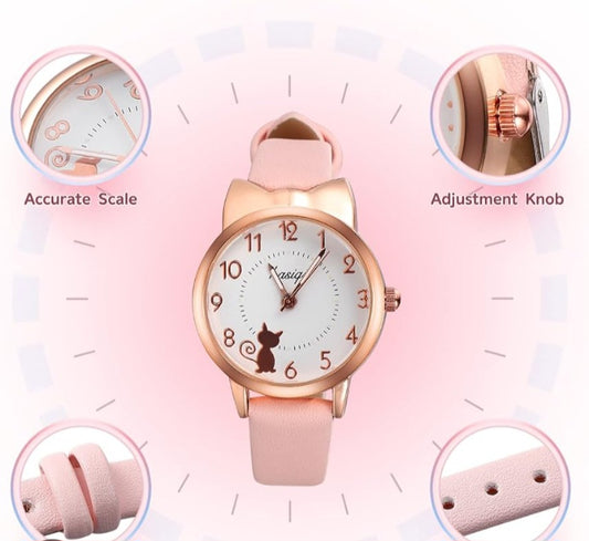 Slatki dječji kvarcni sat s motivom mačke