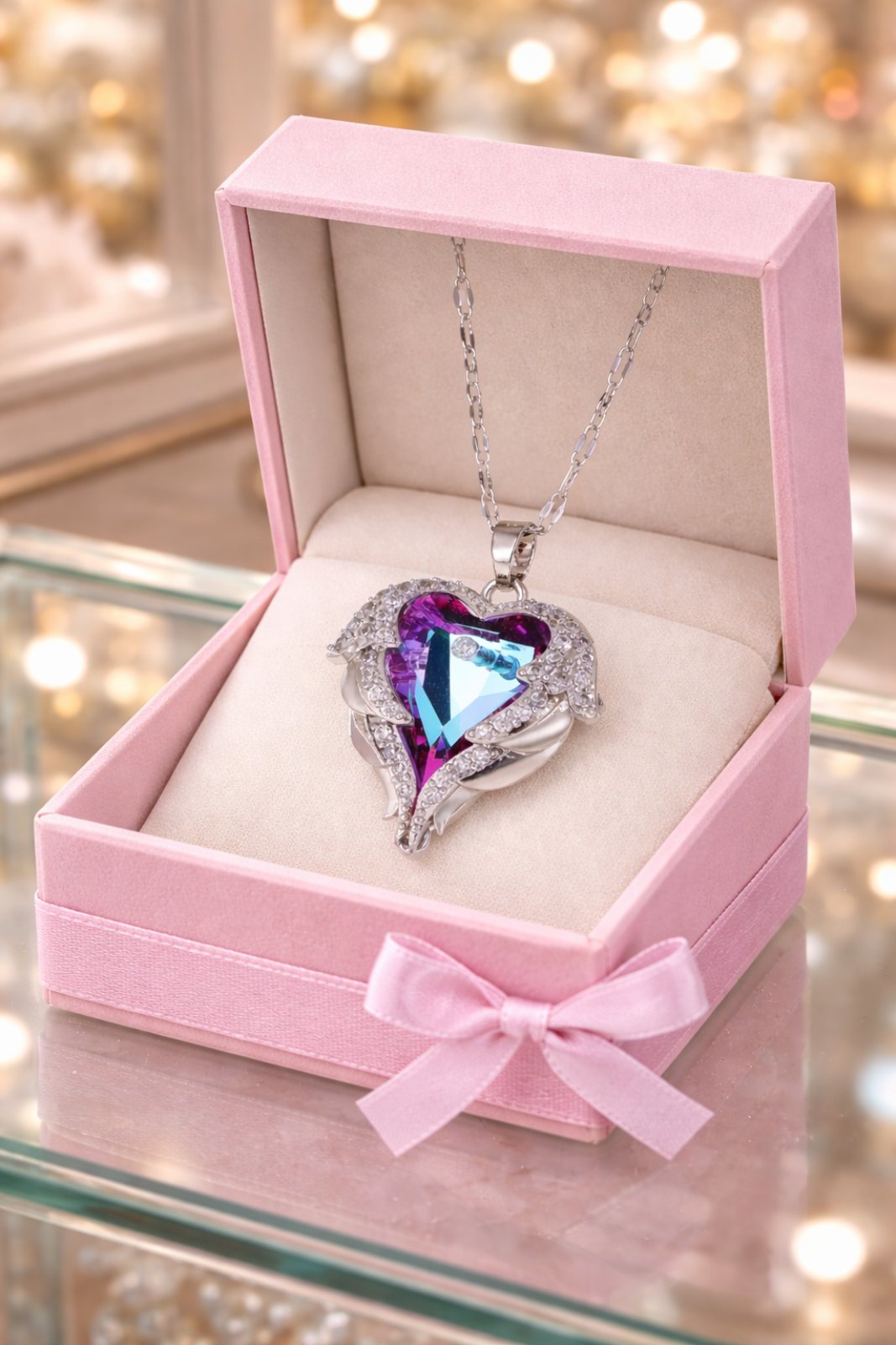 925 Ogrlica u obliku srca sa kristalom No.051