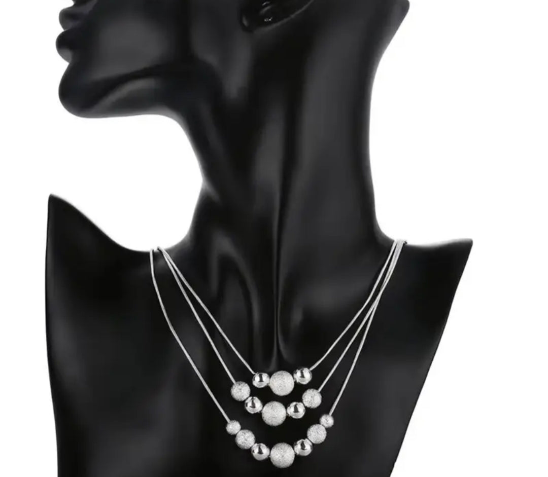 925 Trostruka Srebrna Ogrlica  No.021