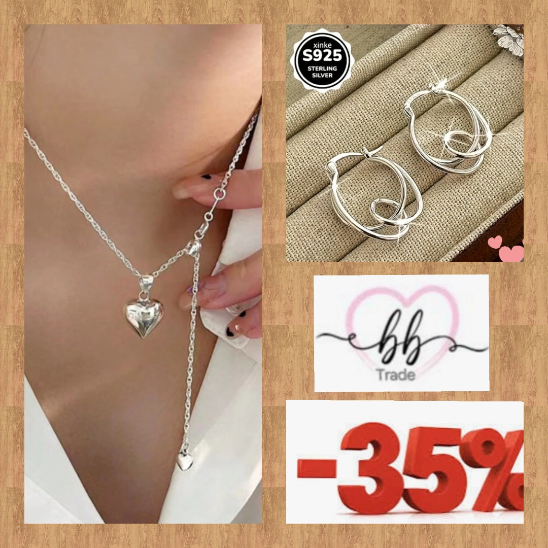 925 Srebrni set Ogrlica i naušnice - No.024