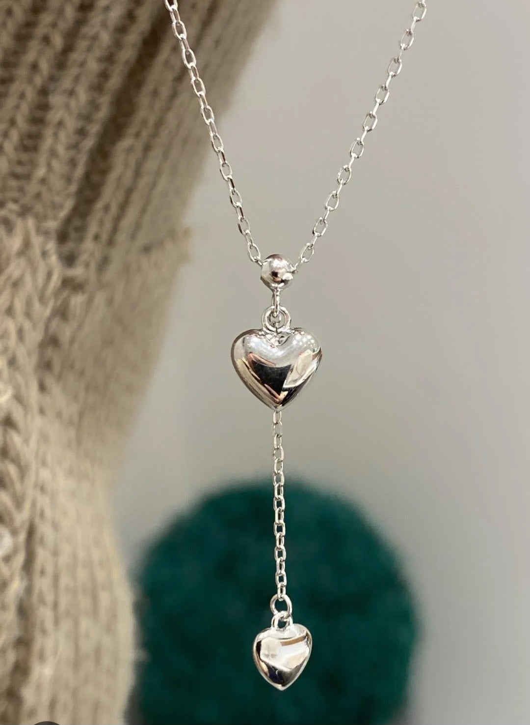 ✨ Elegantna 925 Srebrna Ogrlica sa duplim srcem No.028