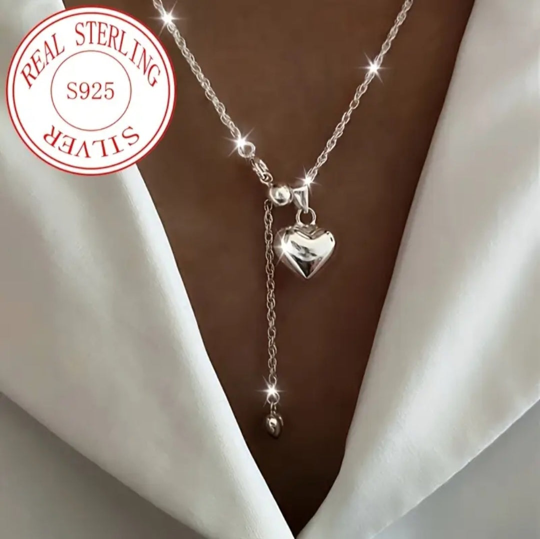 ✨ Elegantna 925 Srebrna Ogrlica sa duplim srcem No.028