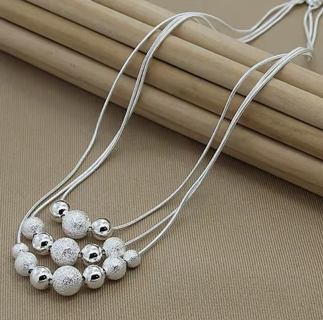 925 Trostruka Srebrna Ogrlica  No.021