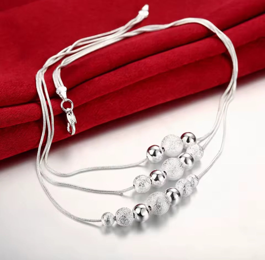 925 Trostruka Srebrna Ogrlica  No.021