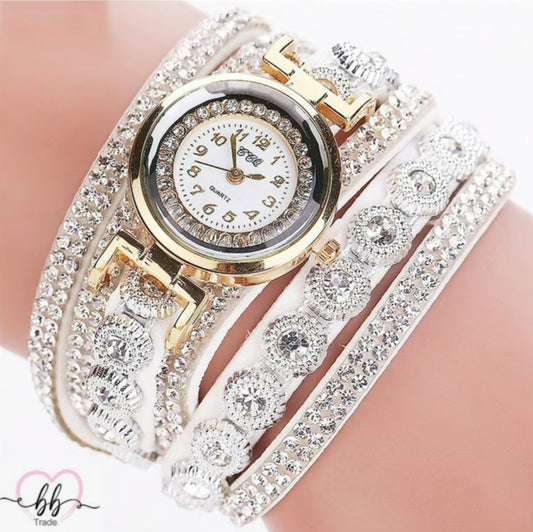 Moderan ženski kvarcni sat/narukvica s luksuznim cirkonima