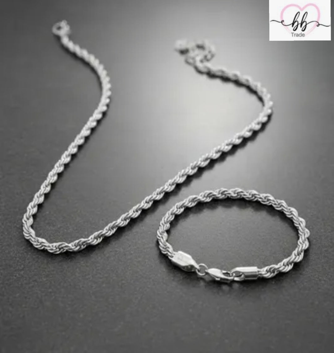 925 Srebreni pleteni set – ogrlica i narukvica No.061