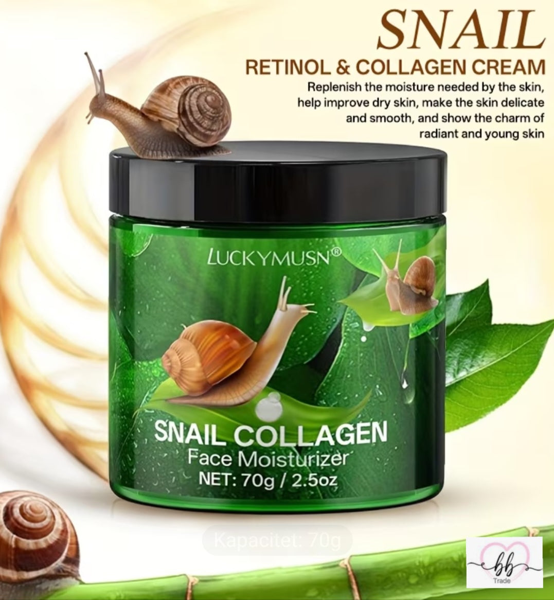 Hidratantna krema za lice s puževim kolagenom – retinol i kolagen (70 g)