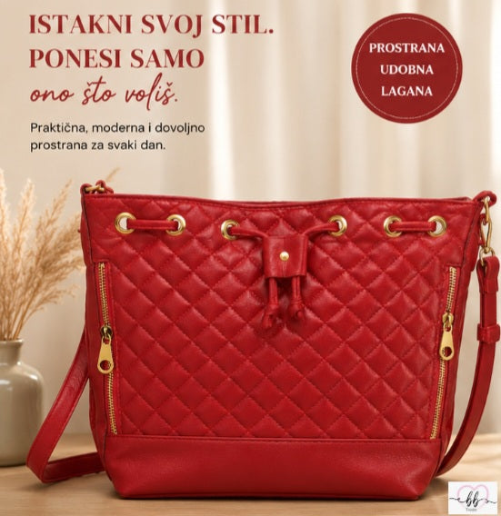 👜 Elegantna prošivena ženska torba – crvena 👜