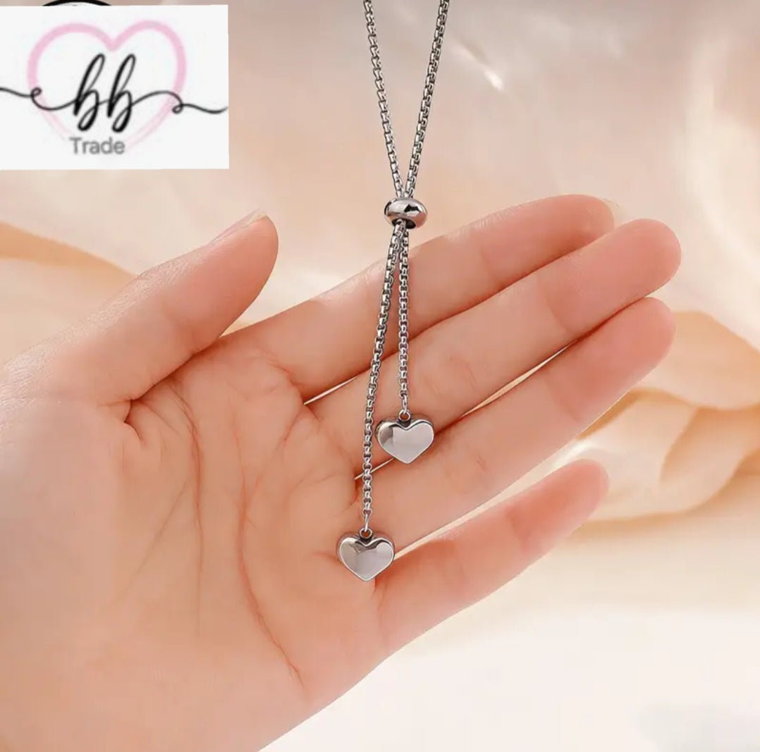 Elegantna 925 Srebrna Ogrlica s privjescima u obliku srca No.068
