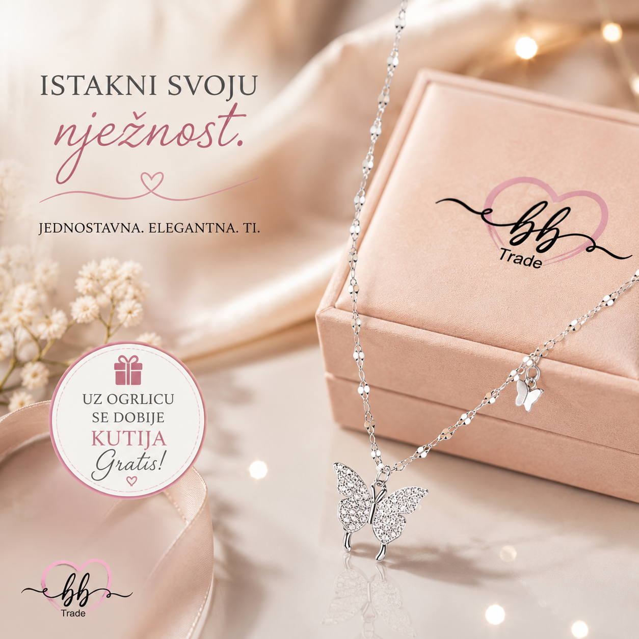 925 Srebrna Ogrlica - Leptiri No.093