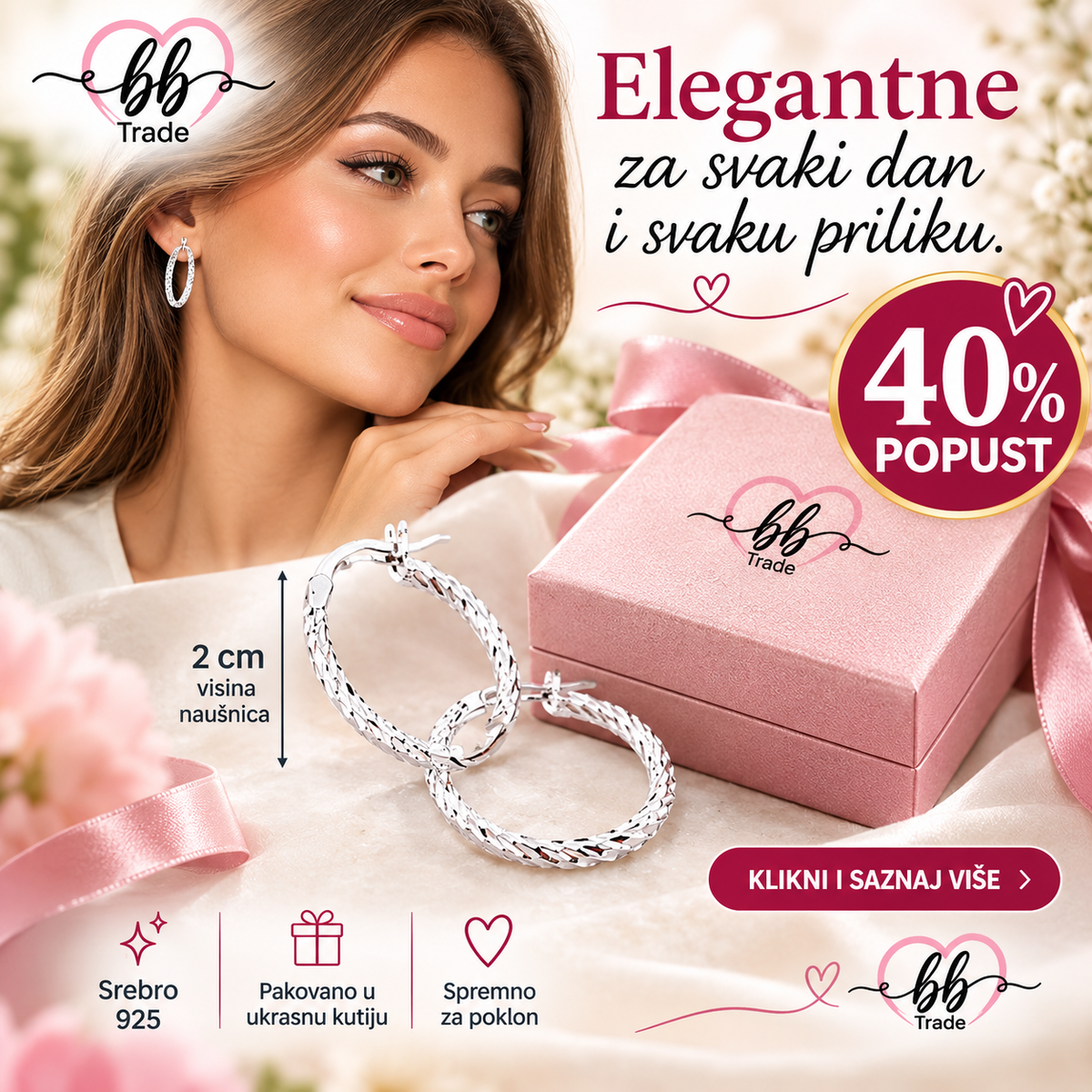 925 Srebrne Hoop naušnice No.086