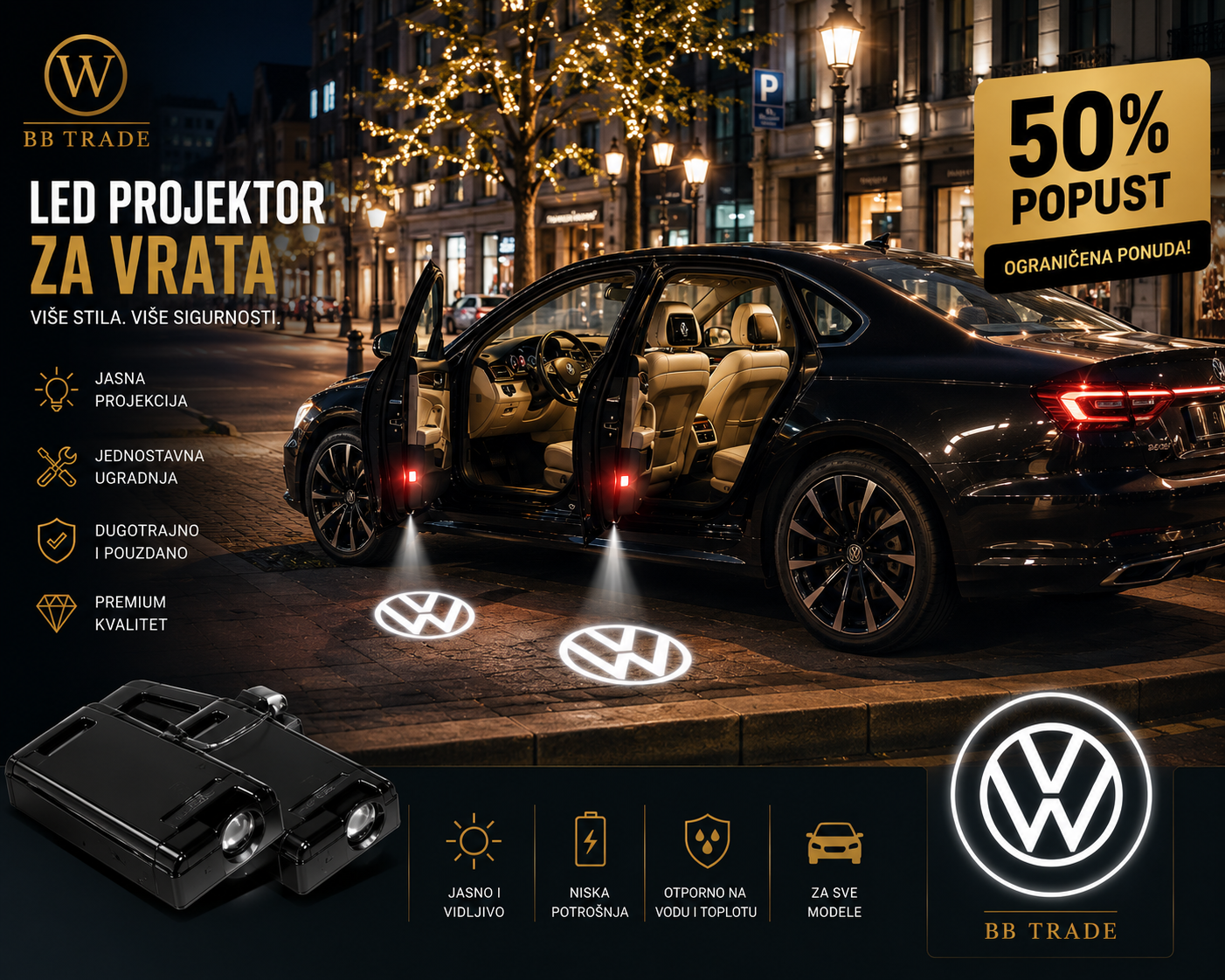 LED projektori za vrata automobila – VW / W Logo