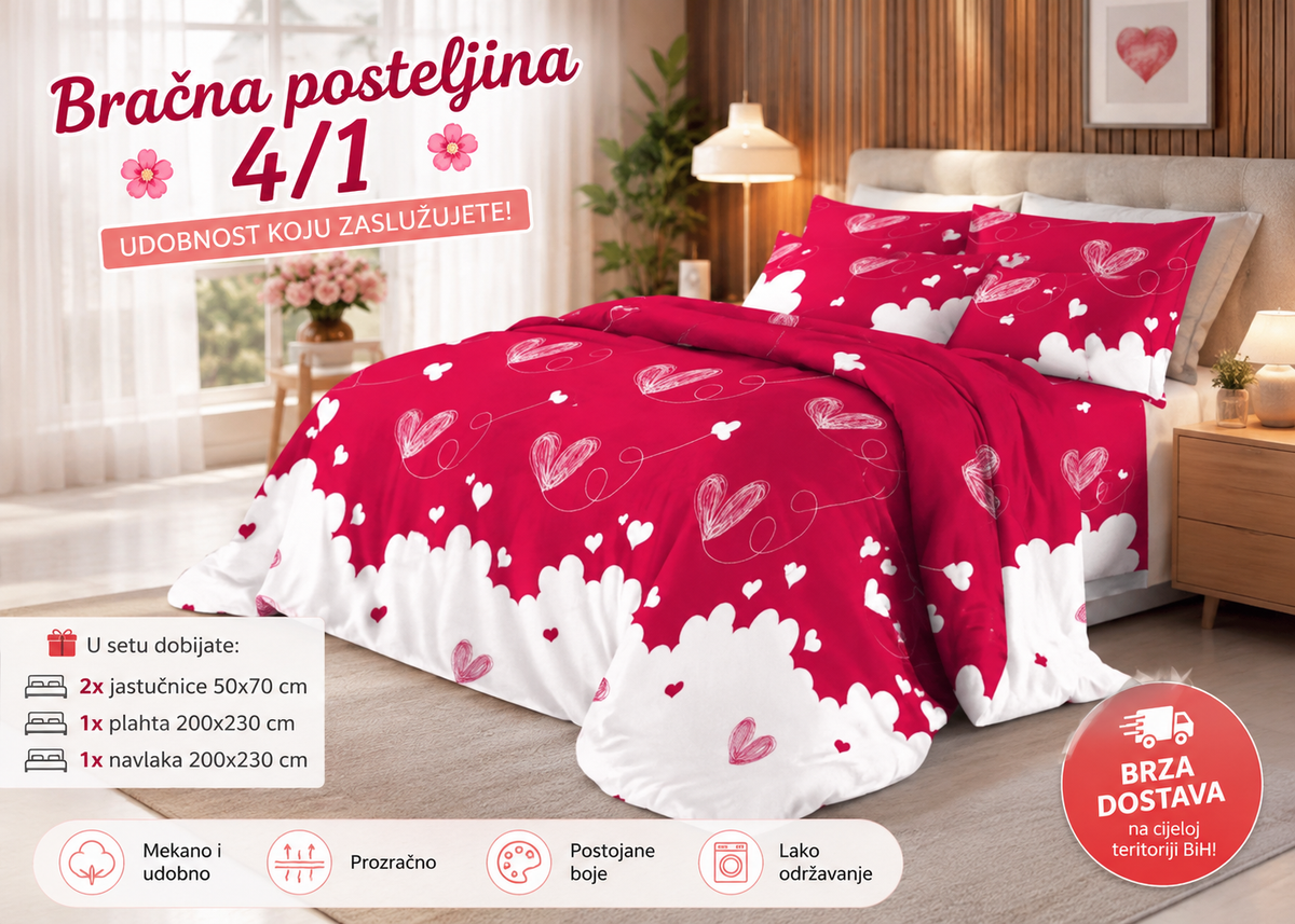 Bračna posteljina SET 4/1  "Simple Love"