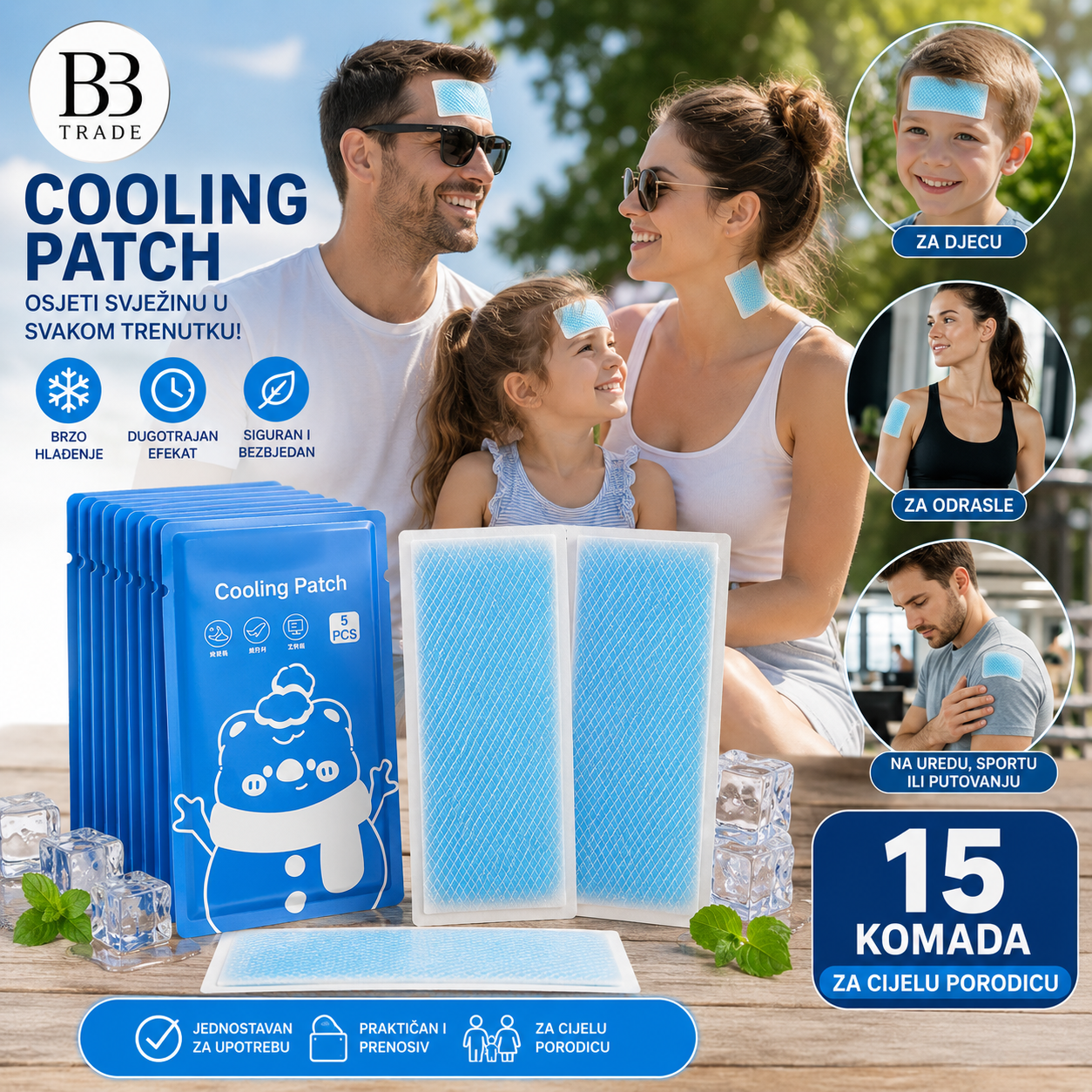 Rashladni flaster za trenutno osvježenje i dugotrajno hlađenje