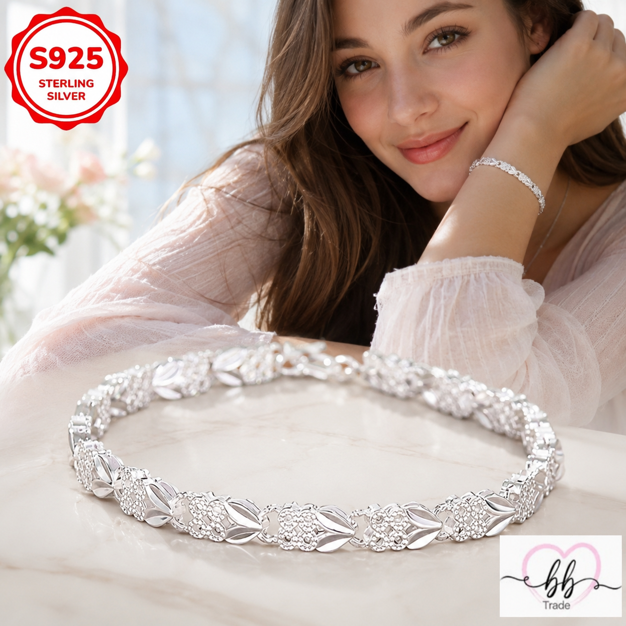 925 Srebrena podesiva narukvica No.082
