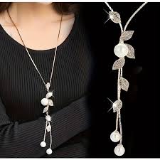 Elegantna Duga Y-Ogrlica sa Biserima i Lišćem No.042