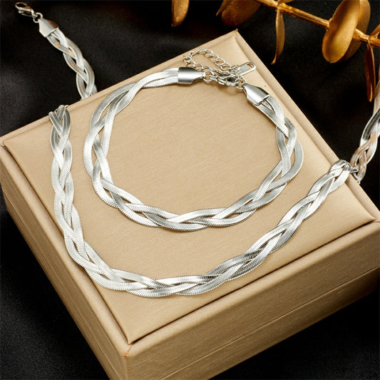 Elegantni pleteni set nakita – ogrlica i narukvica No.058